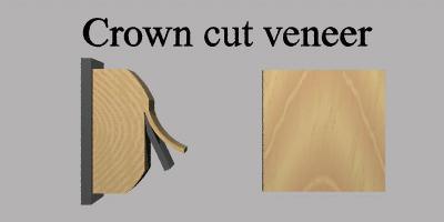 Crown cut veneer for internal doors