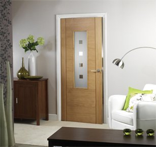 Contemporary Oak Glazed FD30 Fire Door Modern Internal Oak Fire Door