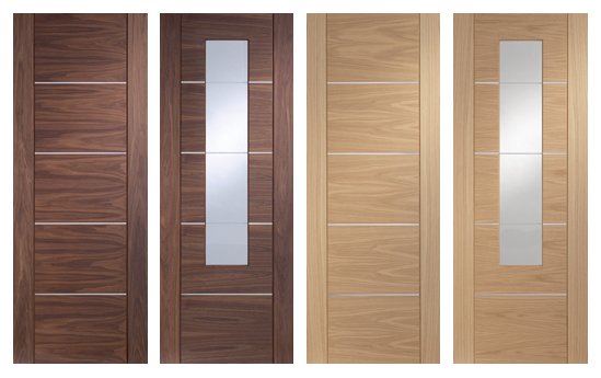 Contemporary Portici Internal Doors with aluminium strips