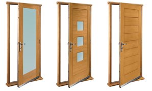 Pre-finished and pre-hung external door sets