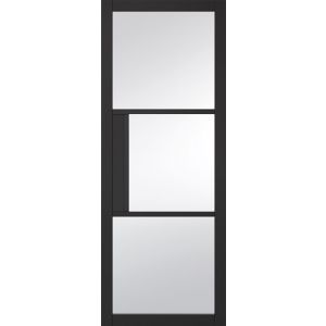 Tribeca Black Primed Clear Glazed Door