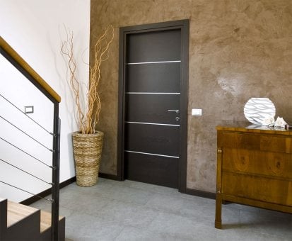 Bespoke Dark Stained Modern Internal Door with Inlays