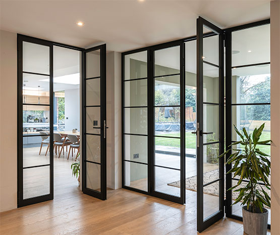 Black Crittall style internal room divider