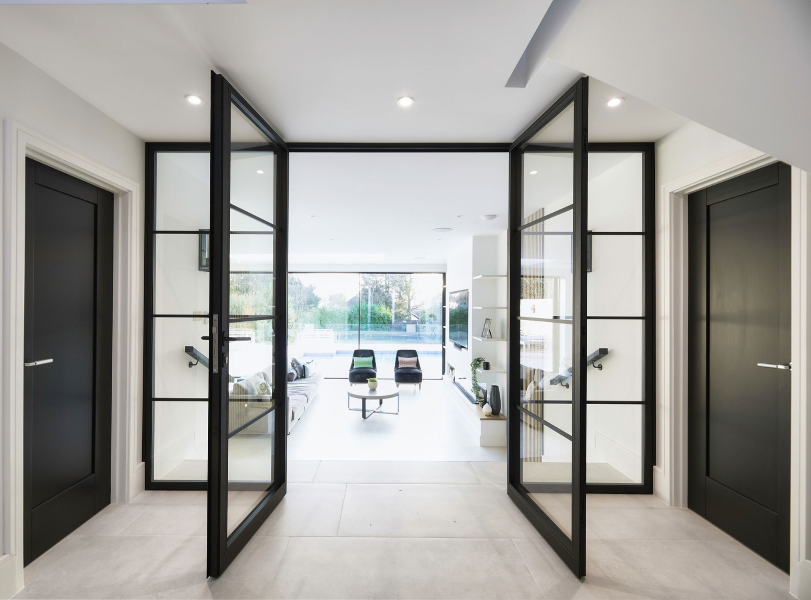 Bespoke Internal steel french door with recessed panel doors