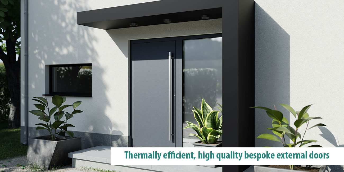 Thermally efficeint grey front door with sidelight