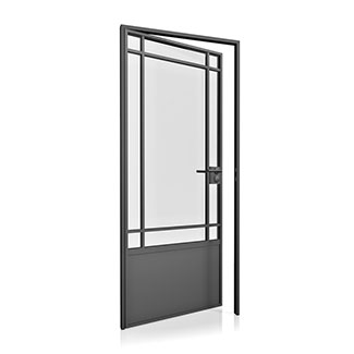 Steel door - classic style 9p with solid bottom panel