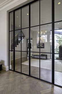Steel double door with two sidelights