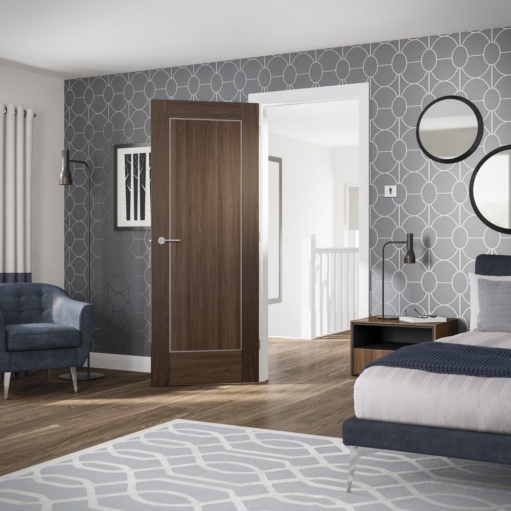 Varese Walnut Internal Door In Room Setting