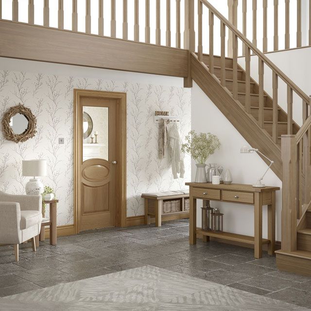 Calabria Oak Glazed Door In Room Setting